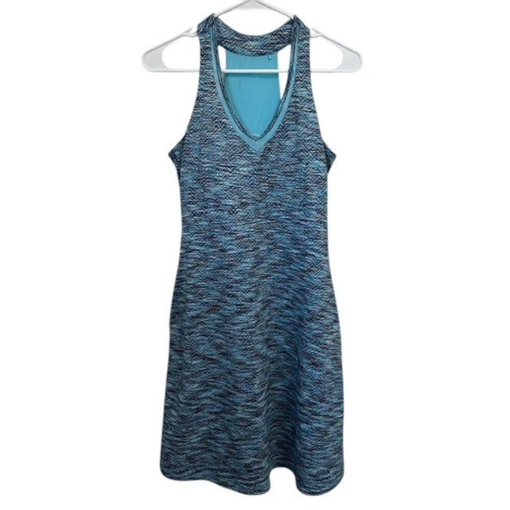 MPG Dress Athletic Racerback Tank Blue Patterned Casual Dress with Pockets Sz Sm - Picture 3 of 15